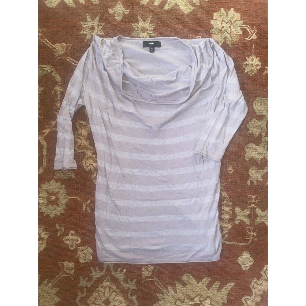 Mossimo Light Lavender Striped Cowl Neck Tunic Sweater Knit Top Size Small
